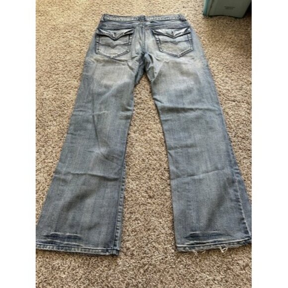 Guess Men's Boot Cut Denim Blue Jeans Size 33x31 Med Wash Loose Fit - Picture 11 of 14